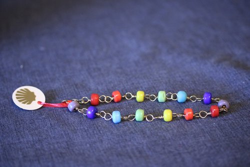 GAY PRIDE Rainbow Colors Youth Necklace or Adult Bracelet with Ancient Roman Beaded Chain Technique GLBT+ Queer Love is Love