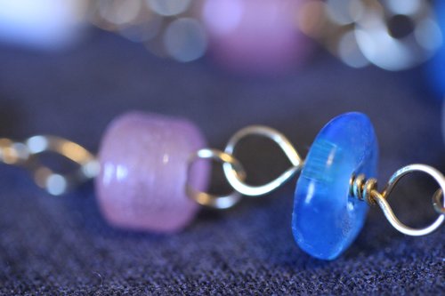 TRANS PRIDE Flag Colors Bracelet with Blue, Pink, and White Glass Beads on Gold Color Handmade Chain Transgender Trans-nonbinary Love