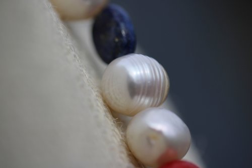 Late Medieval Early Renaissance Style Pearl Lapis Lazuli and Coral Necklace offered in Two Lengths - SCA Byzantine Living History LARP Witch