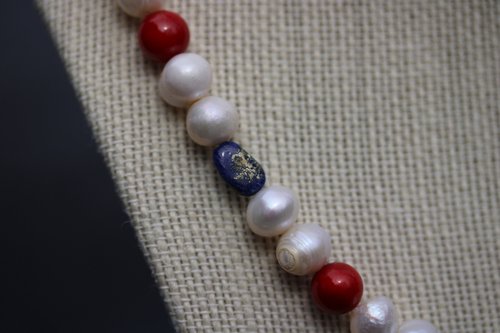 Late Medieval Early Renaissance Style Pearl Lapis Lazuli and Coral Necklace offered in Two Lengths - SCA Byzantine Living History LARP Witch