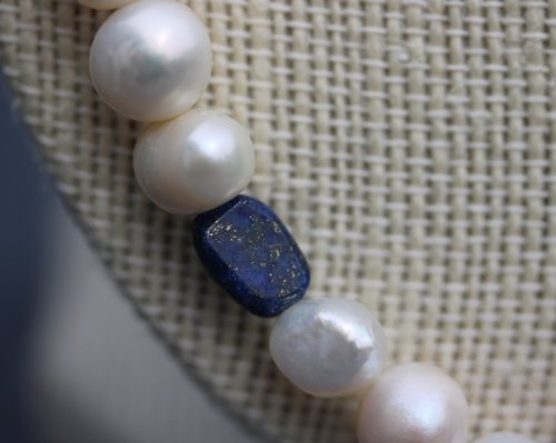 Late Medieval Early Renaissance Style Pearl Lapis Lazuli and Coral Necklace offered in Two Lengths - SCA Byzantine Living History LARP Witch