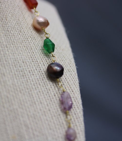 Rainbow of Gems Imperial Roman to Early Byzantine Multi-Gem Necklace Reenactment Ancient Living History SCA Witchy Vibes Metaphysical