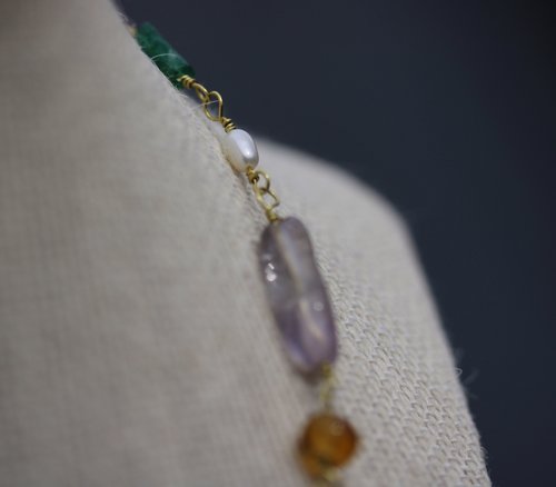 Rainbow of Gems Imperial Roman to Early Byzantine Multi-Gem Necklace Reenactment Ancient Living History SCA Witchy Vibes Metaphysical