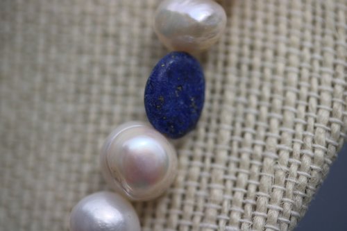 Late Medieval Early Renaissance Style Pearl Lapis Lazuli and Coral Necklace offered in Two Lengths - SCA Byzantine Living History LARP Witch