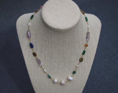 Rainbow of Gems Imperial Roman to Early Byzantine Multi-Gem Necklace Reenactment Ancient Living History SCA Witchy Vibes Metaphysical