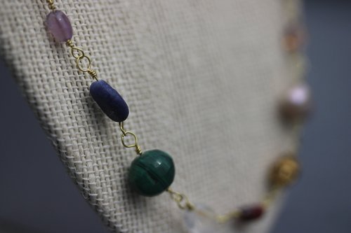 Rainbow of Gems Imperial Roman to Early Byzantine Multi-Gem Necklace Reenactment Ancient Living History SCA Witchy Vibes Metaphysical