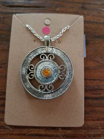 Reversible Pewter and "Amber" Pendant #1
