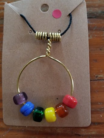 Rainbow Pride Viking Age Wire and Bead Pendant