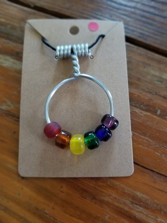 Rainbow Viking Age Wire and Bead Pride Pendant
