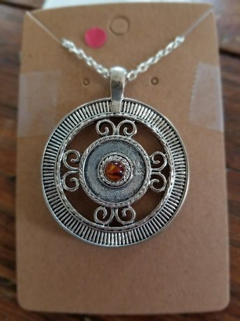Reversible Pewter and "Amber" Pendant #2