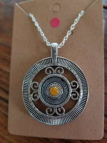 Reversible Pewter and "Amber" Pendant #3