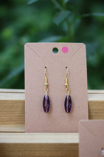 Simple Purple Glass Dangle Earrings