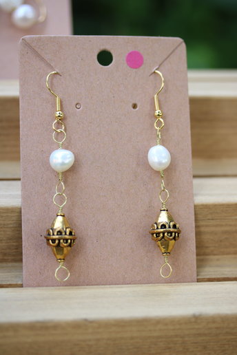 Roman Portrait Inspired Pearl and Brass Earrings