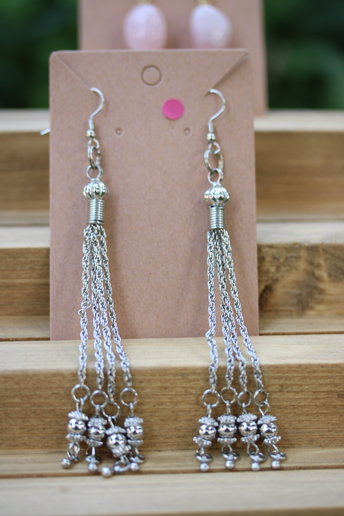 Swingy Silver Tone Chain and Dangle Earrings