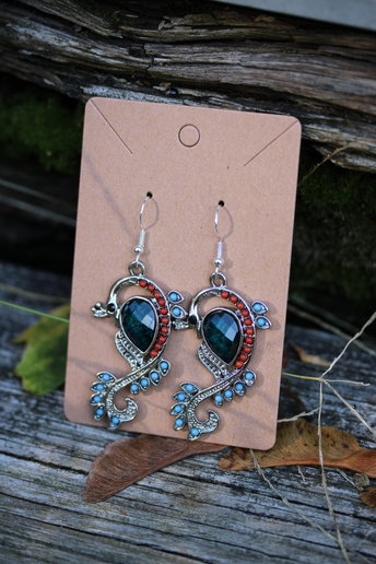 Bejeweled Peacock Earrings 