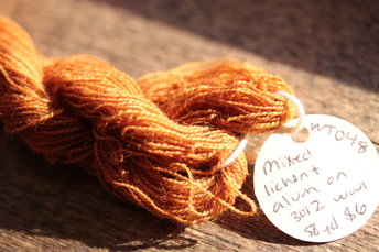 Orange Wool Thread Dyed with Lichens for Narrow Weaving and Embroidery