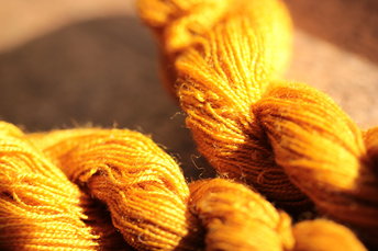 Deep Gold Mushroom Dyed Wool Thread/Yarn for Embroidery, Tapestry, Lucet, Tablet Weaving, Etc