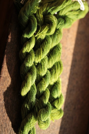 Bright Green Plant Dyed Wool Thread/Yarn for Embroidery, Tapestry, Lucet, Tablet Weaving, Etc