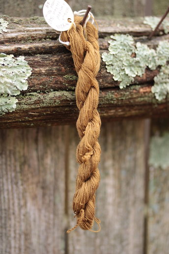Honey Brown Tan Walnut and Lichen Dyed Wool Thread 