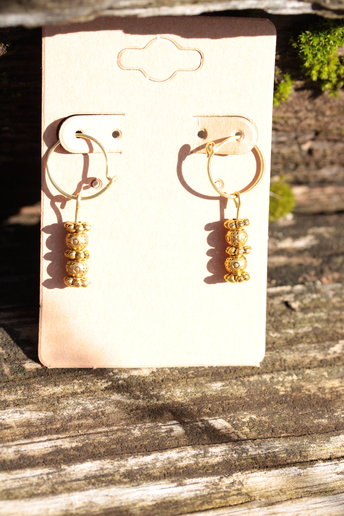 Golden Dangle Hoop Earrings Inspired by Ancient Artifacts