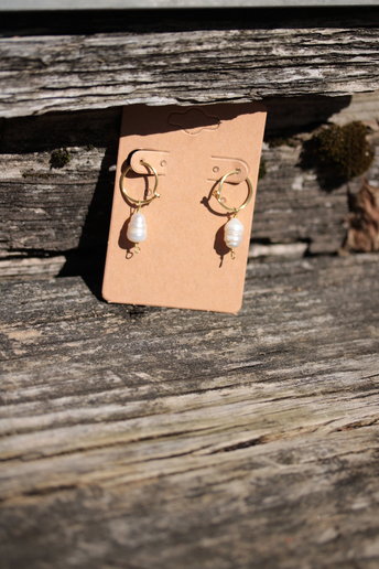 Freshwater Pearl Dangle Hoop Earrings Inspired by Ancient Earrings
