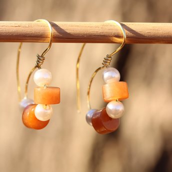 Ancient Roman Pearl and Carnelian Earrings for Modern Wear or Living History Portrayal, Handmade Replica Historical Reproduction
