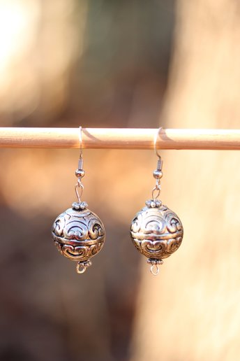Shiny Festive Silver Ball Dangle Earrings for Year Round Accessorization or New Year's