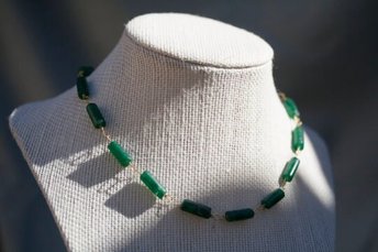 Imperial Roman Emerald Green Aventurine Beaded Chain Necklace Portrait Interpretation Reproduction Available in Multiple Sizes