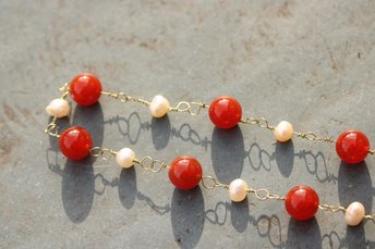 Carnelian and Pearl Ancient Imperial Roman Byzantine Necklace