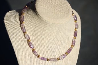 Amethyst and Brass Necklace Inspired by Ancient Egypt Greece Rome for Personal Adornment Historical Interpretation SCA LARP