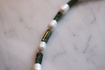 Freshwater Pearl and Emerald Green Aventurine Necklace Inspired by Ancient Egypt Greece Rome for Personal Adornment Historical SCA LARP