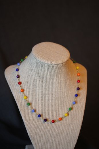 Ancient Roman Style QUEER PRIDE Colors Necklace with Glass Beads Captured on Handmade Chain LGBT+ SCAdian LARPer