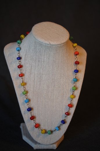 Ancient Roman x GAY PRIDE Rainbow Colors Necklace with Glass Beads Captured on Handmade Chain LGBT+ SCAdian LARPer Queer