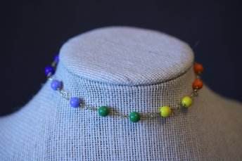 GAY PRIDE Rainbow Colors Youth Necklace or Adult Bracelet with Ancient Roman Beaded Chain Technique