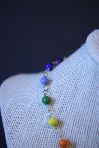 Ancient Roman Style LGBT+ PRIDE Colors Necklace with Glass Beads Captured on Handmade Chain for the SCAdian LARPer or General Queer Human