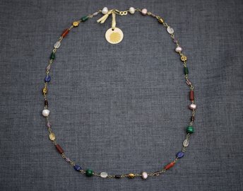 Rainbow of Gems Imperial Roman to Early Byzantine Multi-Gem Necklace Reenactment Ancient Living History SCA Witchy Vibes Metaphysical