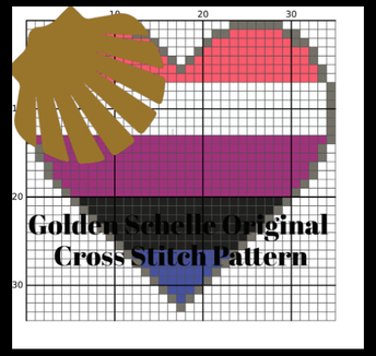 Genderfluid Pride Heart Cross Stitch Kit with Naturally Dyed or DMC Embroidery Floss!