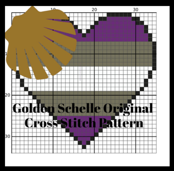 Gray Ace Pride Heart Cross Stitch Pattern - Digital Download Only!