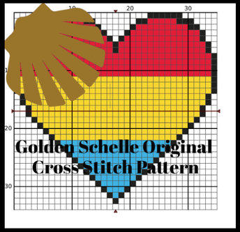 Pansexual Pride Heart Cross Stitch Kit with Naturally Dyed or DMC Embroidery Floss!