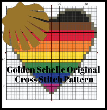 Queer Rainbow Pride Heart Cross Stitch Kit with Naturally Dyed or DMC Embroidery Floss! Philly Style with BIPOC Inclusion Stripes