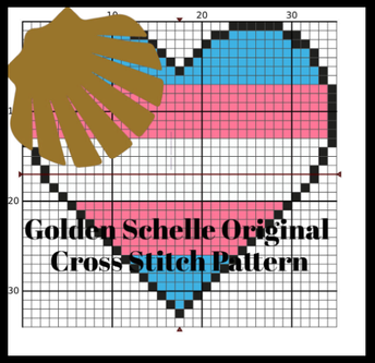 Trans Pride Heart Cross Stitch Kit with Naturally Dyed or DMC Embroidery Floss!